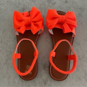 Girls Orange Bow Sandals - Size 4